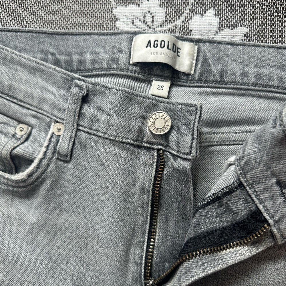 AGOLDE  TONI Mid Rise Straight Slim Ankle Jeans Gray size 26 - Picture 4 of 16
